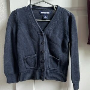 Lands End 3T cardigan sweater navy